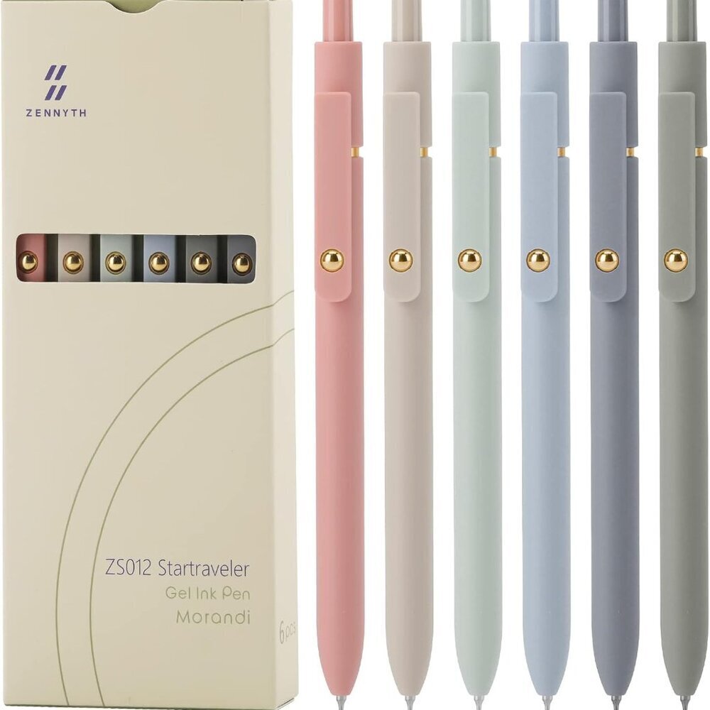 Gel Pens, 6 Pcs 0.5mm Quick Dry Black Ink Pens Fine Point Smooth Writing Pens, C
